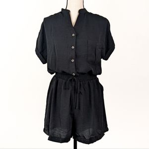 NWT Blu Pepper Black Button-Up Romper
